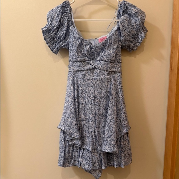 Francesca's Collections Blue Floral Dress - Picture 1 of 2